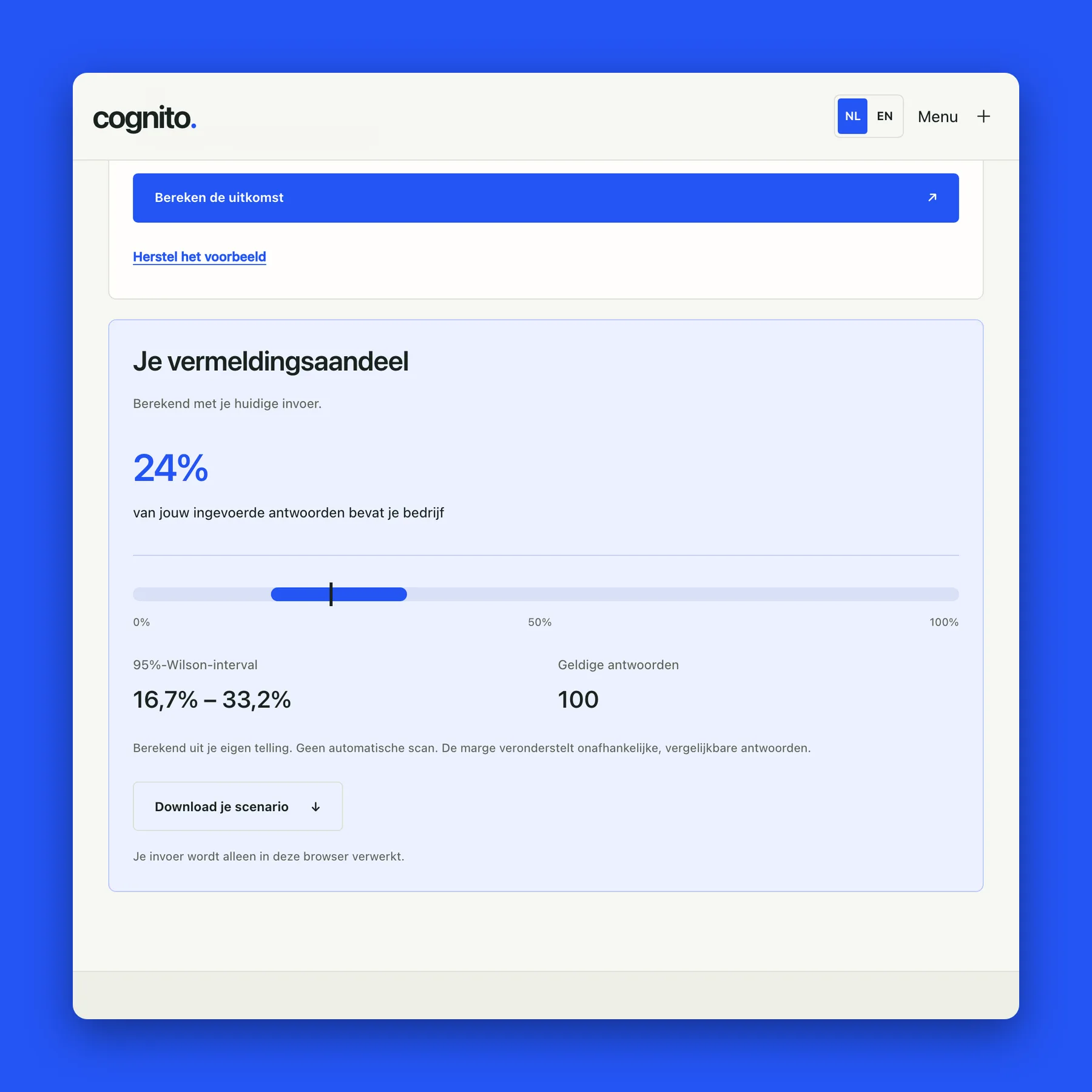 The AI mentions tool on cognitosearch.com (example data)