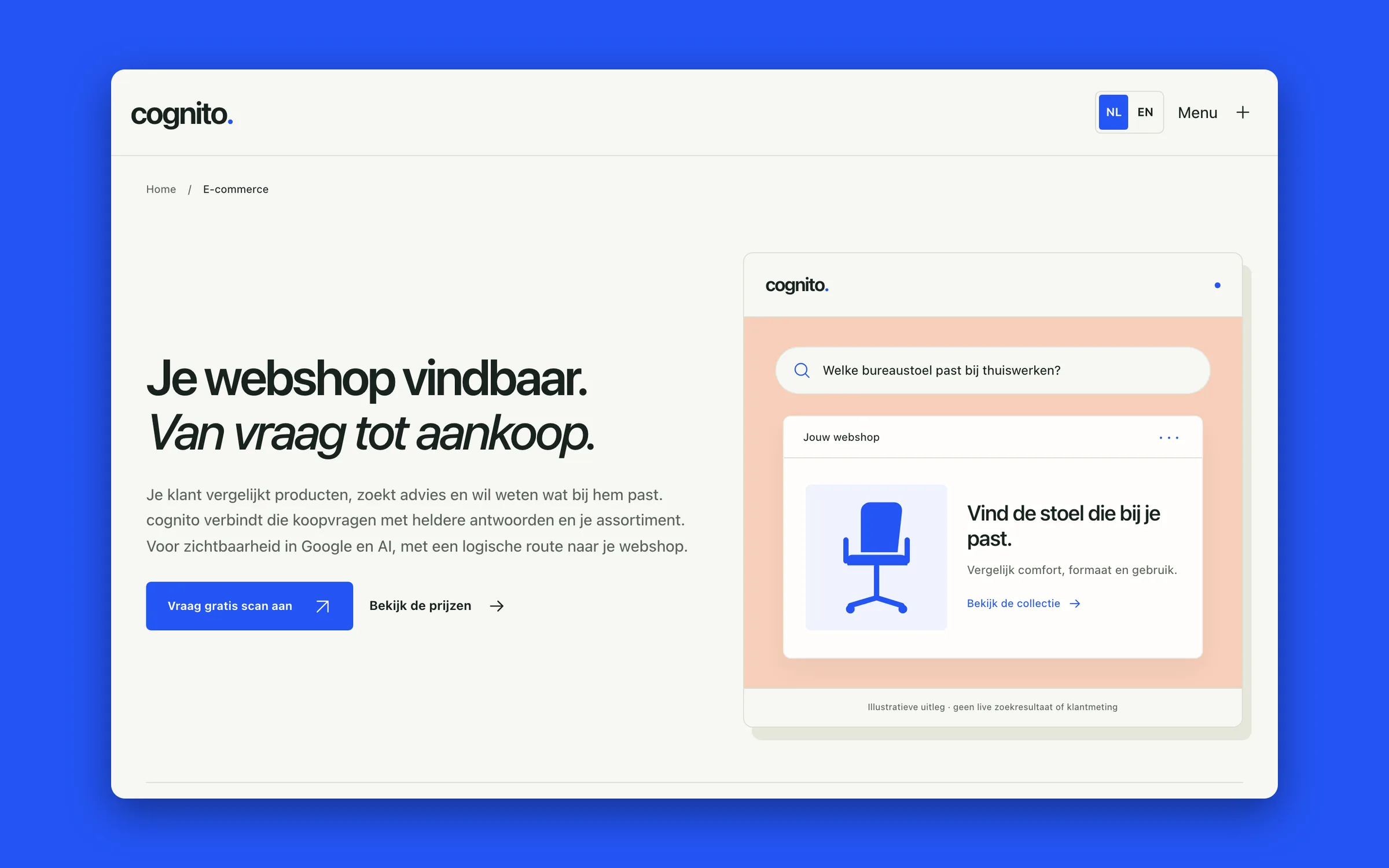 The landing page for webshops