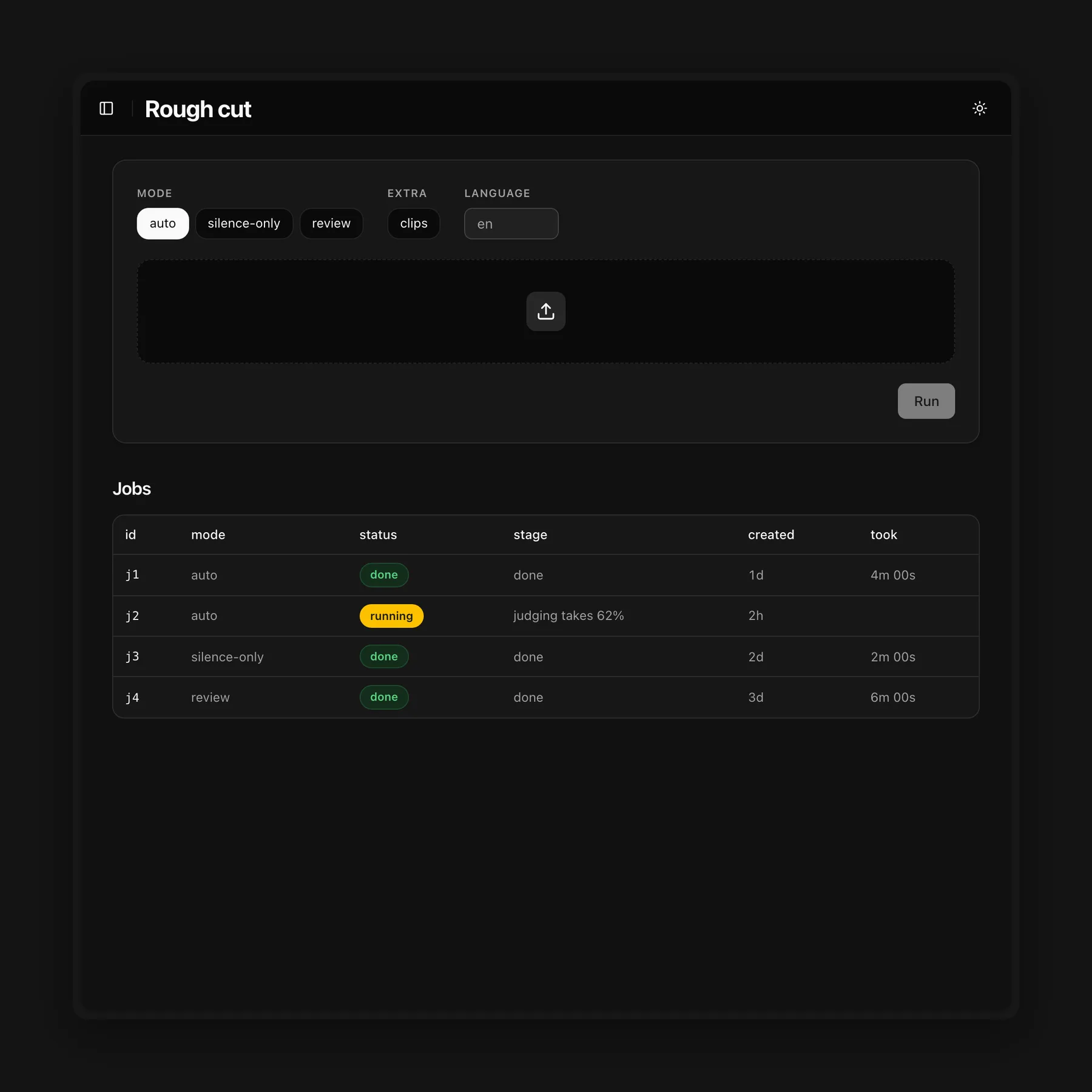Rough cut (example data)