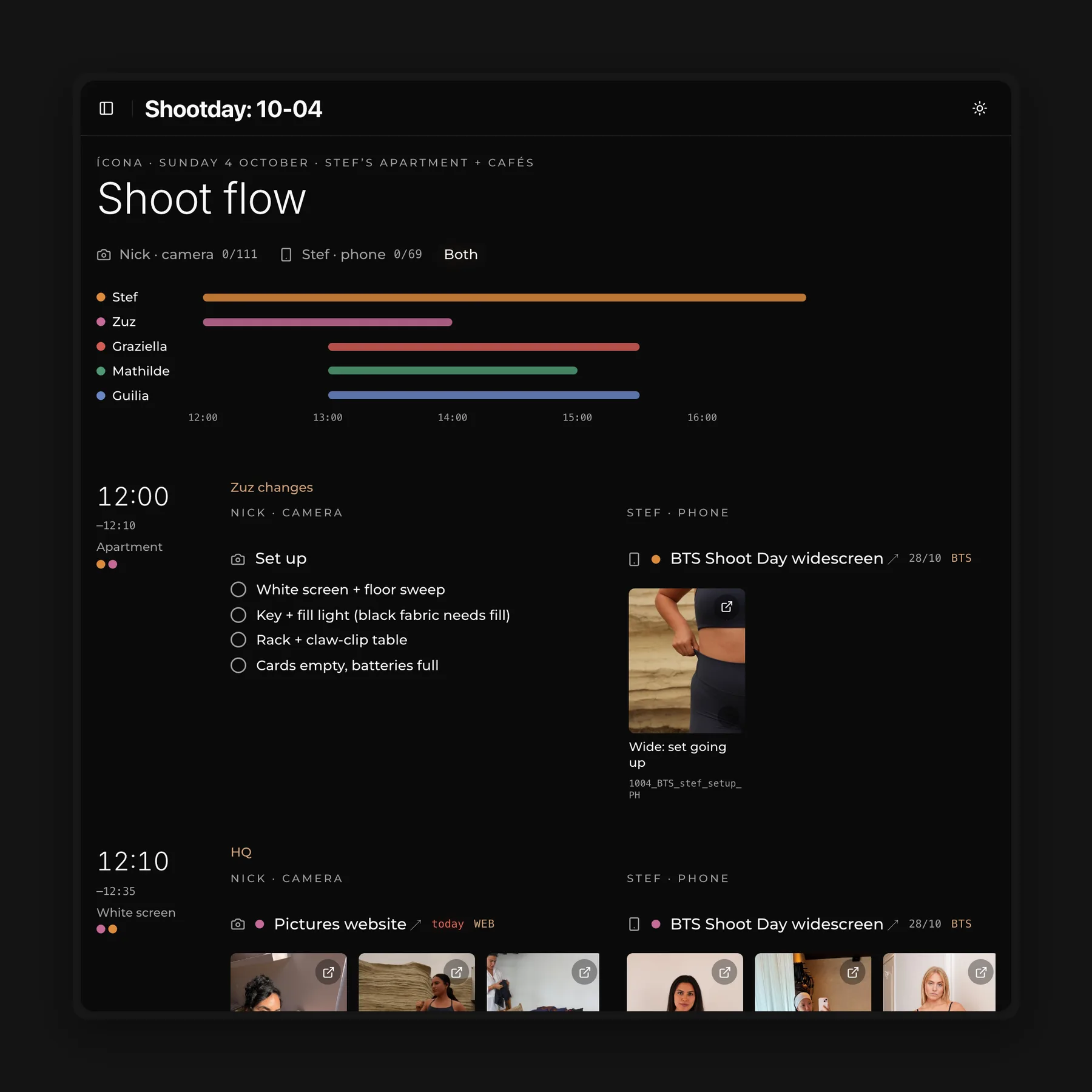 The shoot day of 4 October (example data)