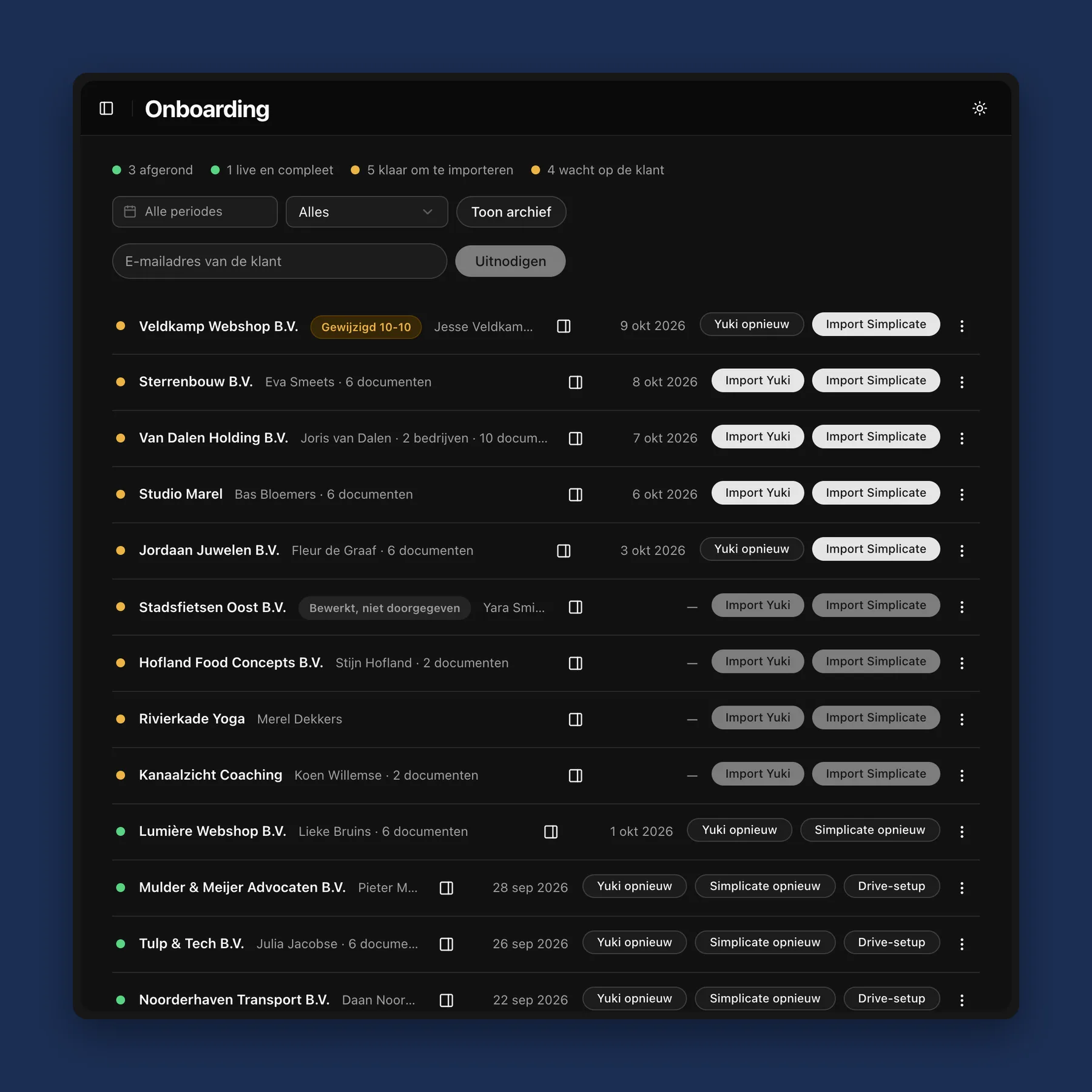 Onboarding (example data)