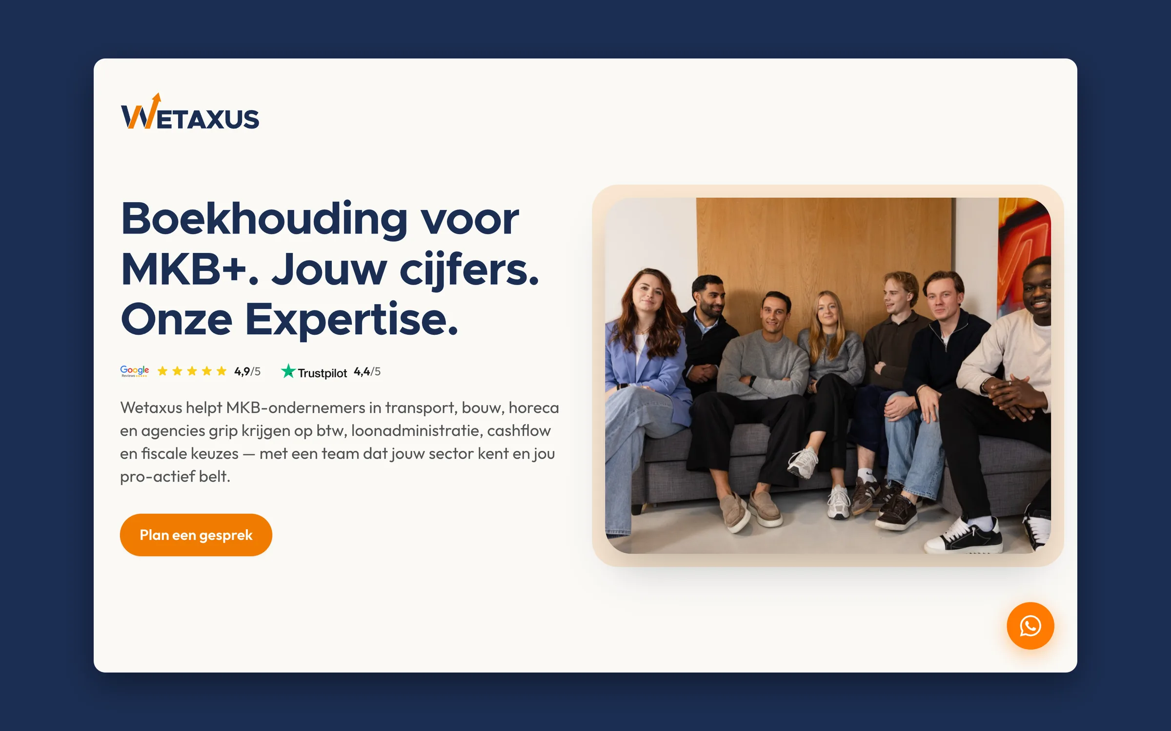 A landing page for MKB+