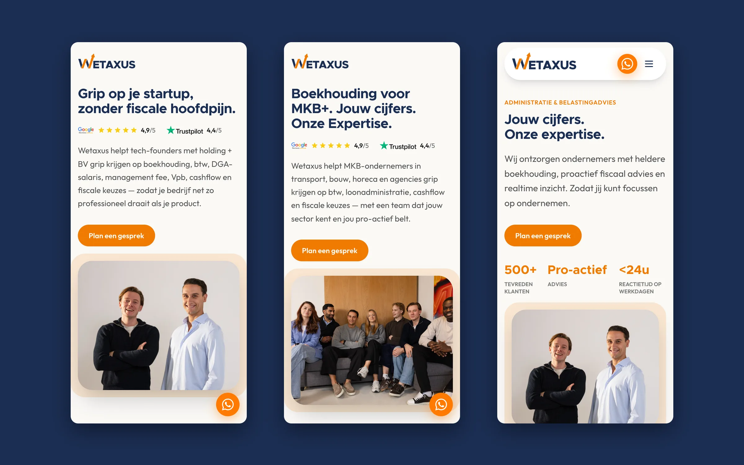 Landing pages on a phone